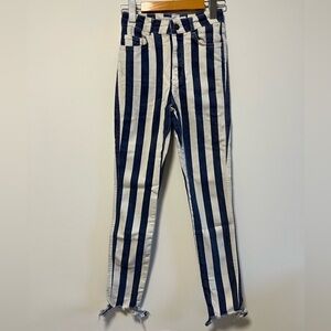 Striped Blue and White Women's Skinny Jeans